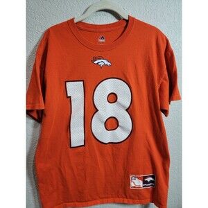 NFL Majestic Denver Broncos Peyton Manning #18 Orange Large t-shirt.